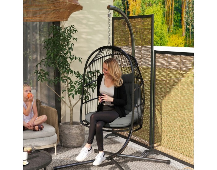 Závesné skladacie kreslo Nobelo - čierna