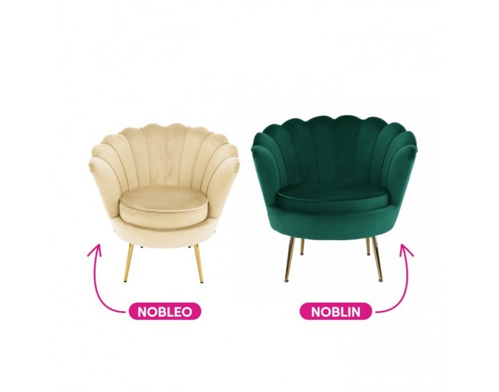 Kreslo Nobleo - béžová (Velvet) / zlatá