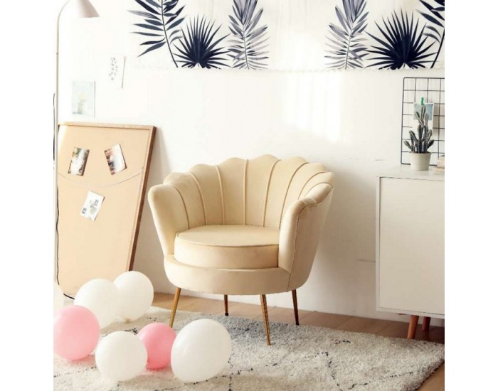 Kreslo Nobleo - béžová (Velvet) / zlatá