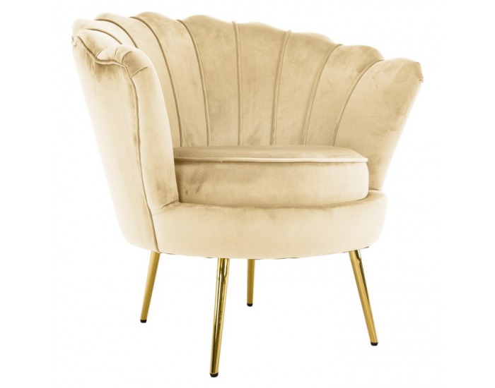 Kreslo Nobleo - béžová (Velvet) / zlatá