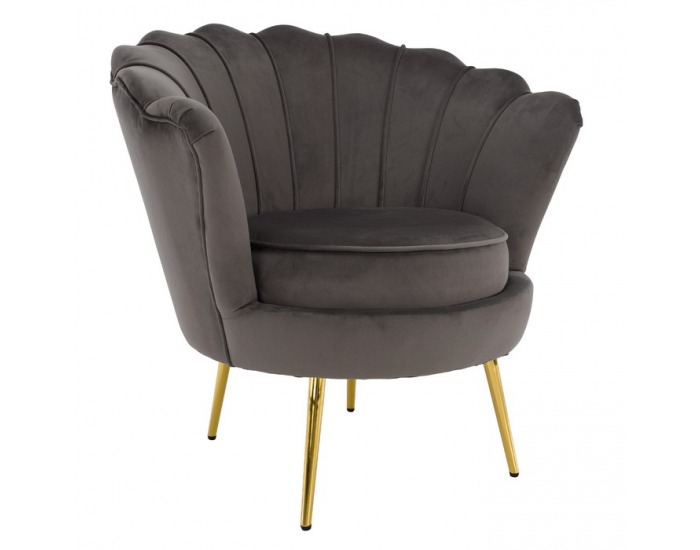 Kreslo Nobleo - sivohnedá (Velvet) / zlatá