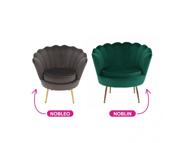 Kreslo Nobleo - sivohnedá (Velvet) / zlatá