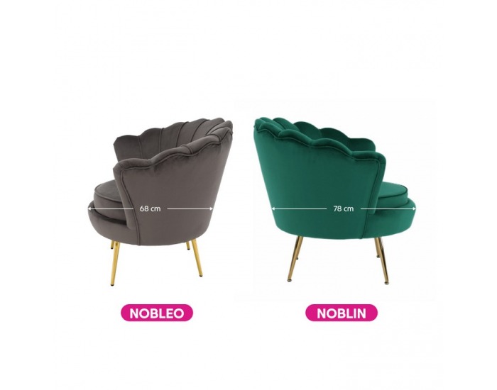 Kreslo Nobleo - sivohnedá (Velvet) / zlatá