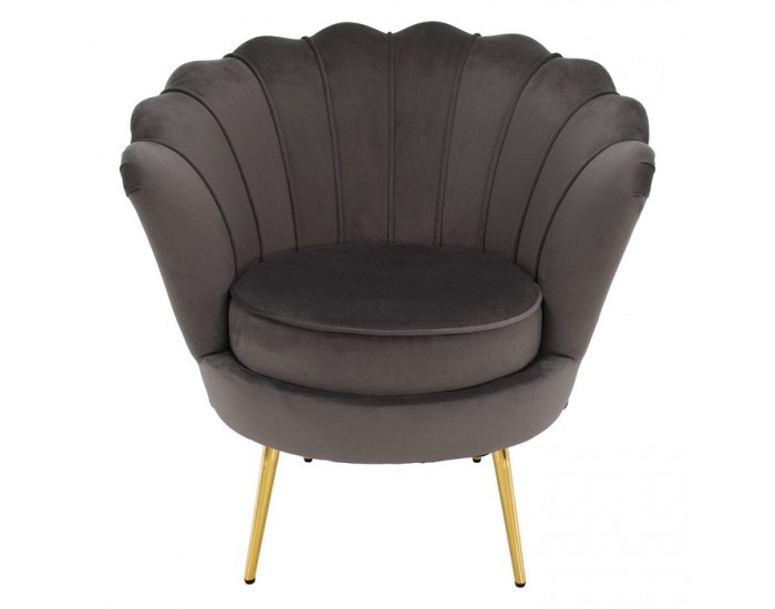 Kreslo Nobleo - sivohnedá (Velvet) / zlatá