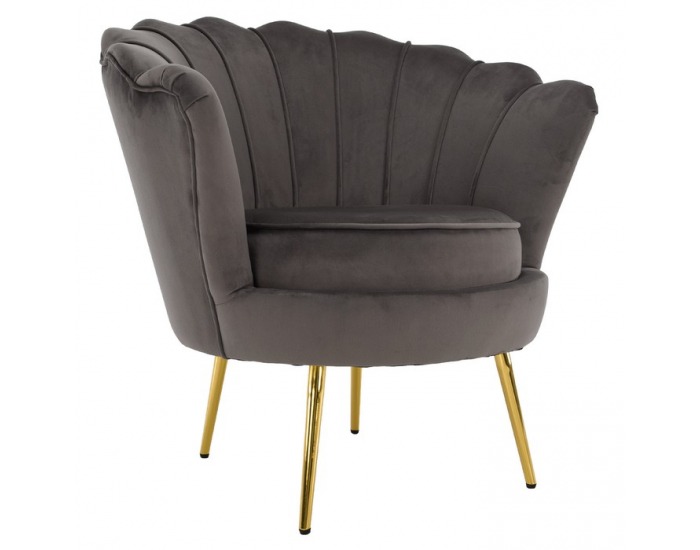 Kreslo Nobleo - sivohnedá (Velvet) / zlatá