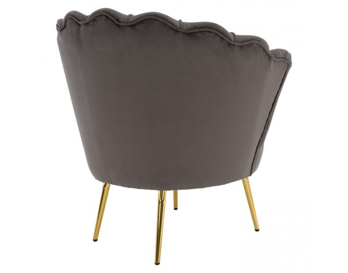 Kreslo Nobleo - sivohnedá (Velvet) / zlatá