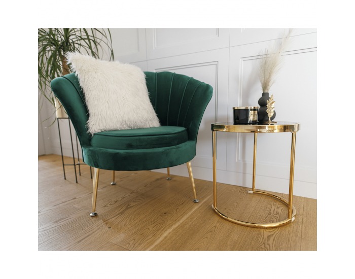 Kreslo Noblin New - smaragdová (Velvet) / zlatá