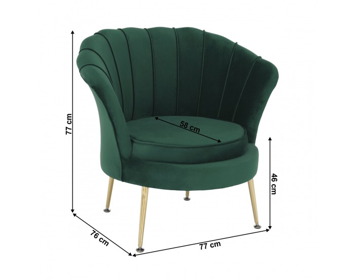 Kreslo Noblin New - smaragdová (Velvet) / zlatá