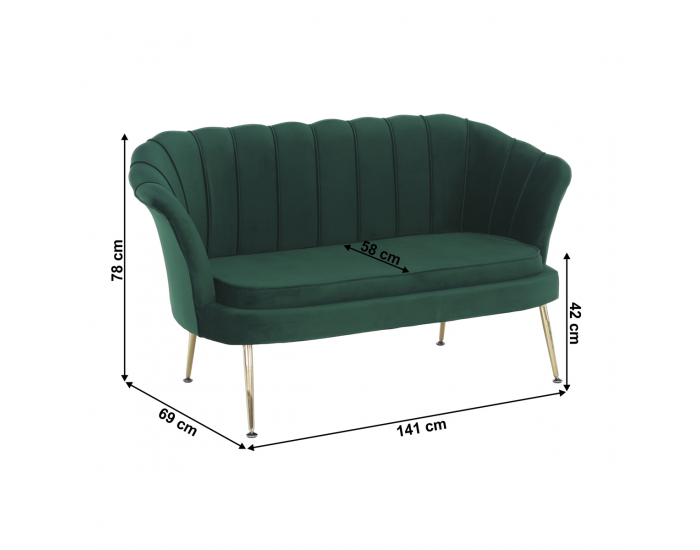 Pohovka Noblin New - smaragdová (Velvet) / zlatá