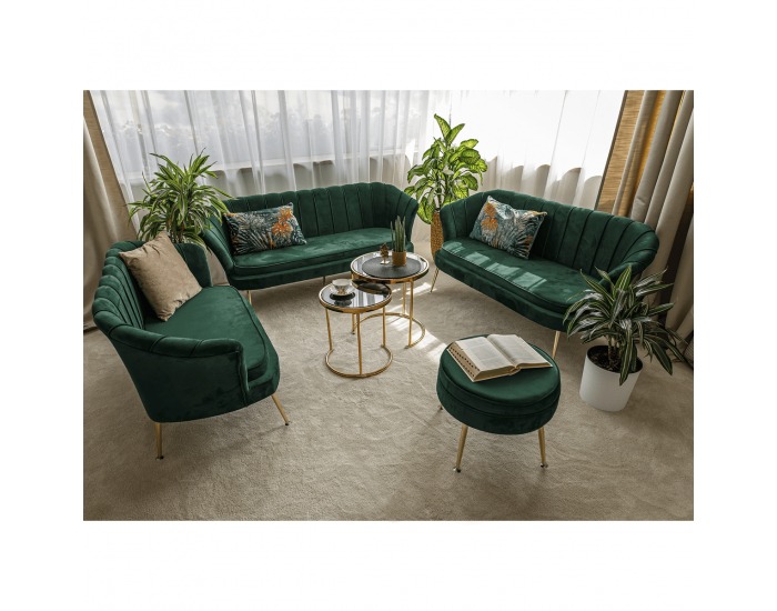 Pohovka Noblin New - smaragdová / zlatá