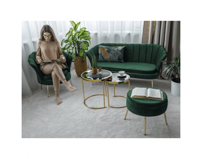 Pohovka Noblin New - smaragdová / zlatá