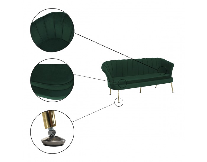 Trojsedačka Noblin New - smaragdová (Velvet) / zlatá