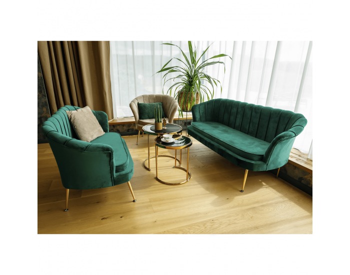 Trojsedačka Noblin New - smaragdová (Velvet) / zlatá