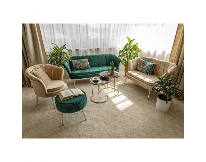 Trojsedačka Noblin New - smaragdová (Velvet) / zlatá