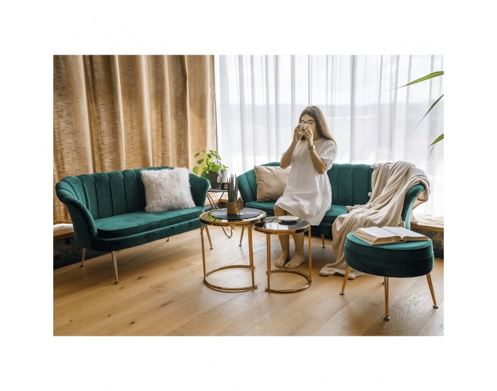 Trojsedačka Noblin New - smaragdová (Velvet) / zlatá