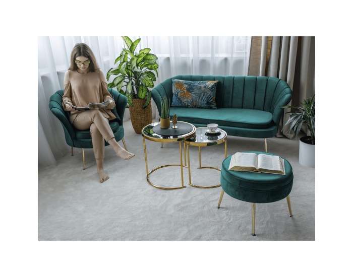 Trojsedačka Noblin New - smaragdová (Velvet) / zlatá