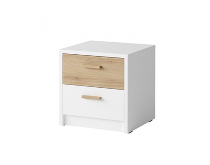 Nočný stolík (2 ks) Simpla - biela / dub divoký