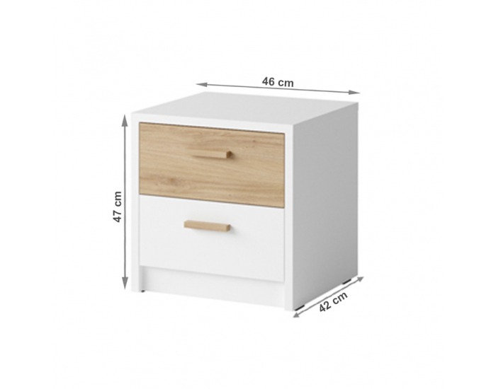 Nočný stolík (2 ks) Simpla - biela / dub divoký