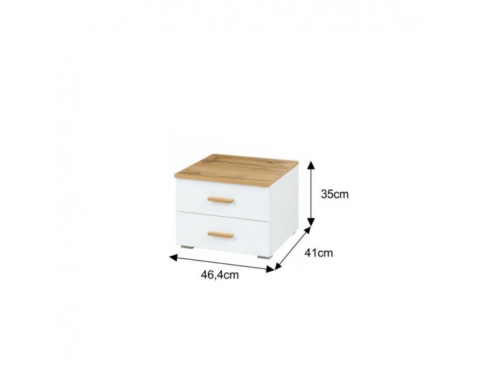 Nočný stolík (2 ks) Vodena - dub wotan / biela