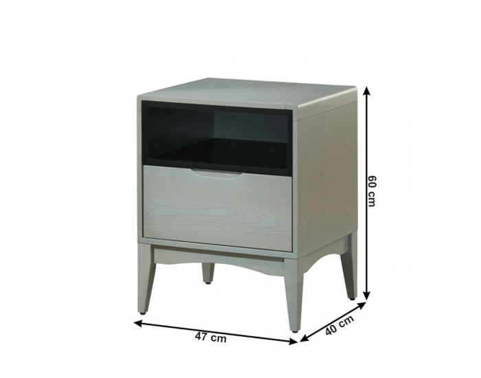 Nočný stolík Adore - sivá vintage / čierna