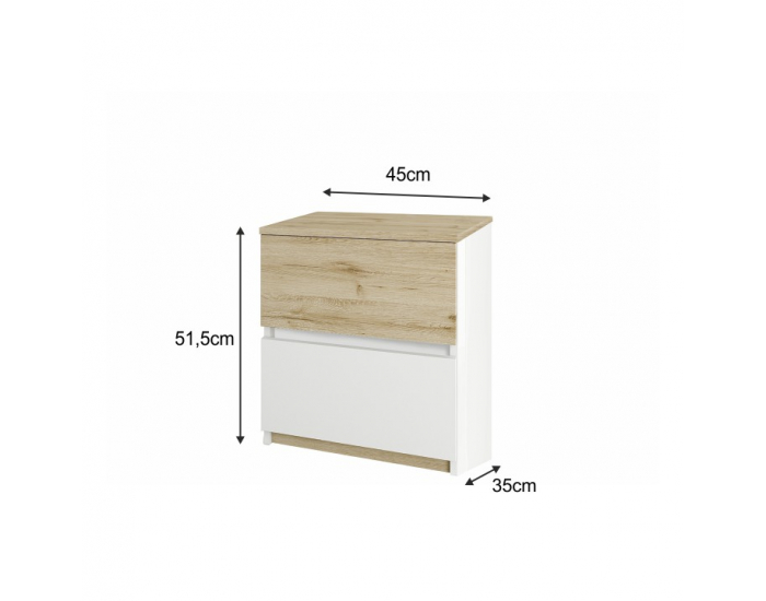 Nočný stolík Leira 2S - dub wellington / biela
