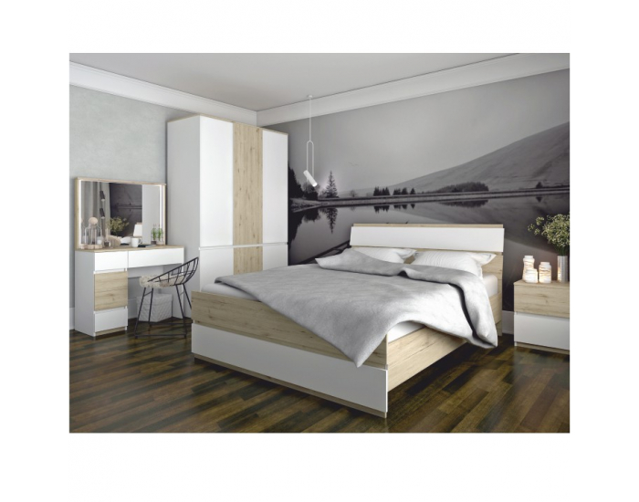 Nočný stolík Leira 2S - dub wellington / biela