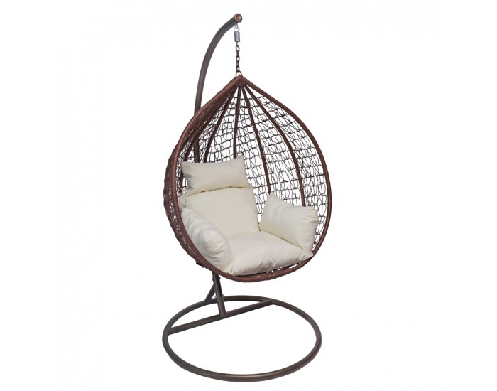 Závesné hojdacie kreslo Nolun - medená / hnedá / krémová