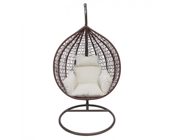 Závesné hojdacie kreslo Nolun - medená / hnedá / krémová