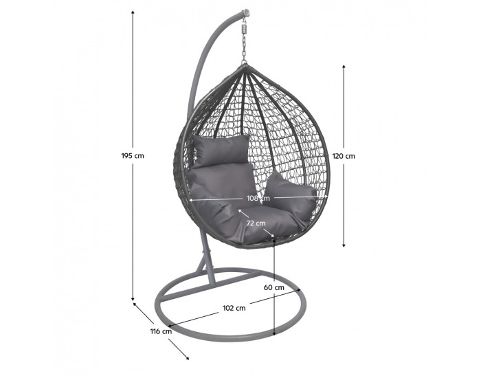 Závesné hojdacie kreslo Nolun - sivá