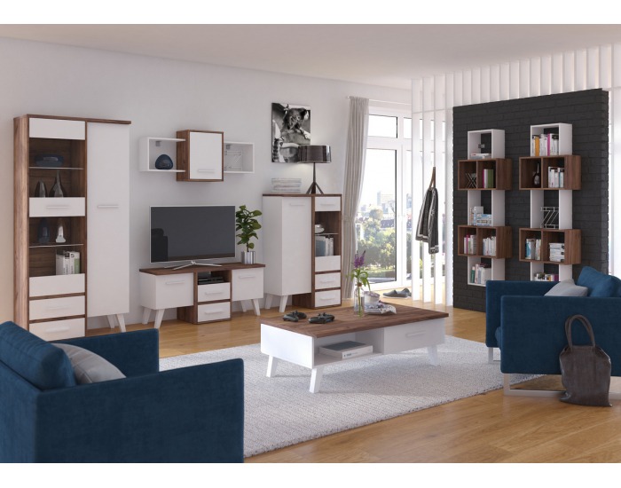 TV stolík Nordis NOR-14 - craft tobaco / biela