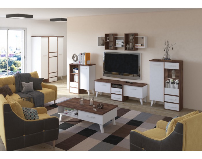 TV stolík Nordis NOR-14 - craft tobaco / biela