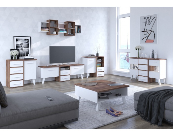 TV stolík Nordis NOR-14 - craft tobaco / biela