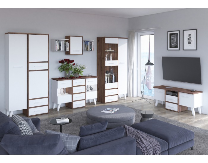 TV stolík Nordis NOR-14 - craft tobaco / biela