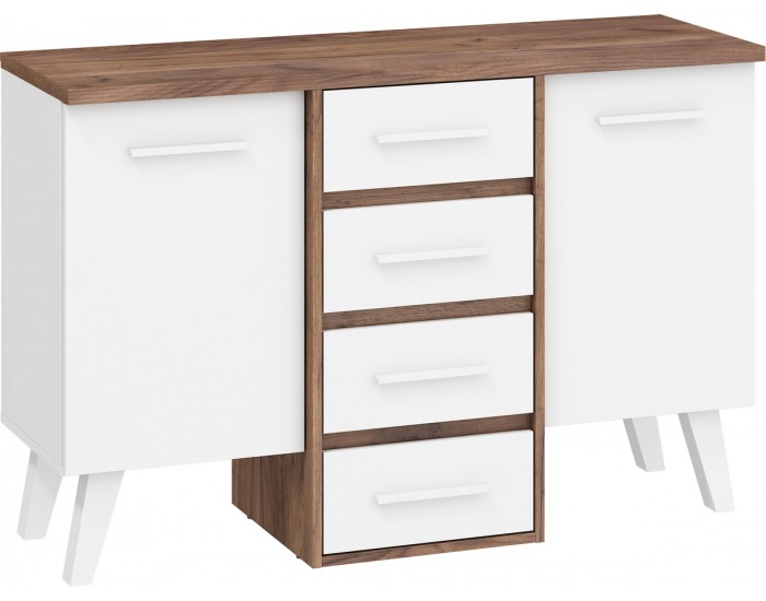 Komoda Nordis NOR-04 - craft tobaco / biela