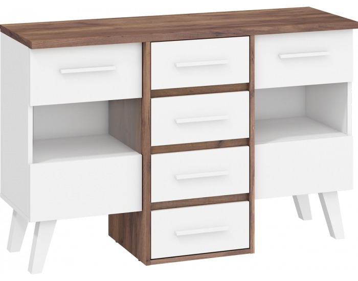 Komoda Nordis NOR-05 - craft tobaco / biela