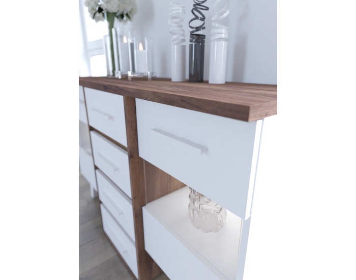 Komoda Nordis NOR-05 - craft tobaco / biela