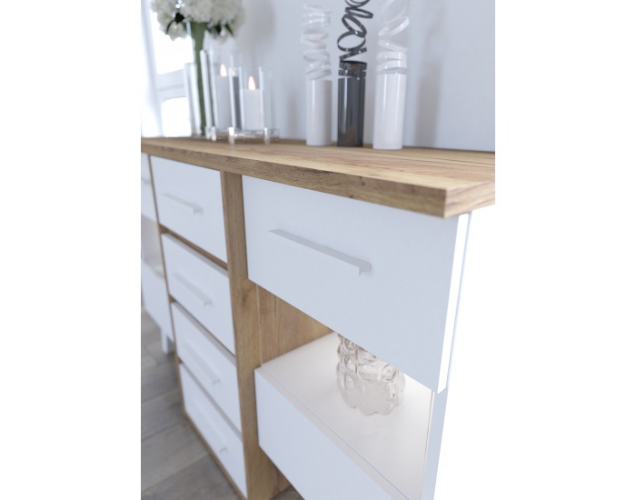 Komoda Nordis NOR-05 - craft zlatý / biela