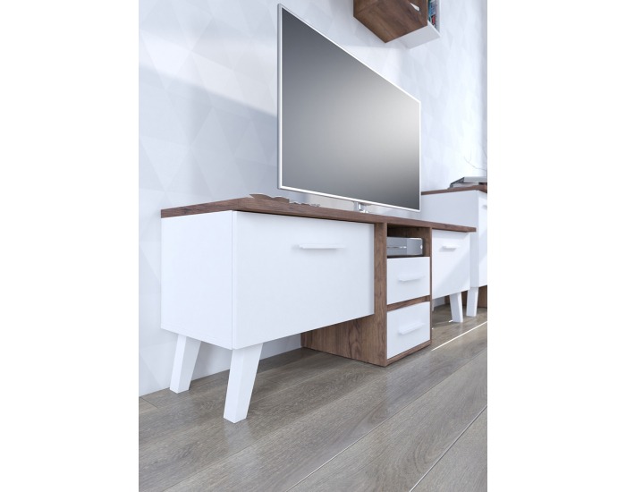 TV stolík Nordis NOR-13 - craft tobaco / biela