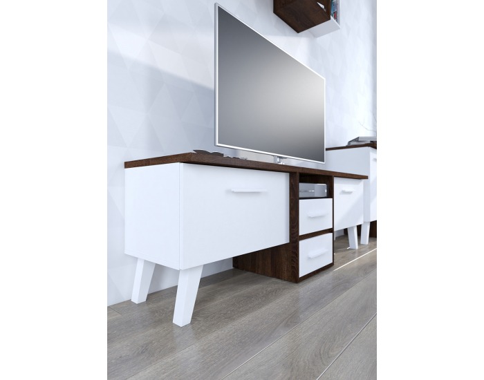 TV stolík Nordis NOR-13 - sonoma tmavá / biela