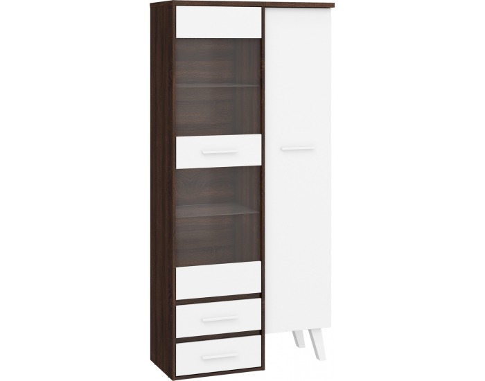 Vitrína Nordis NOR-17 - sonoma tmavá / biela