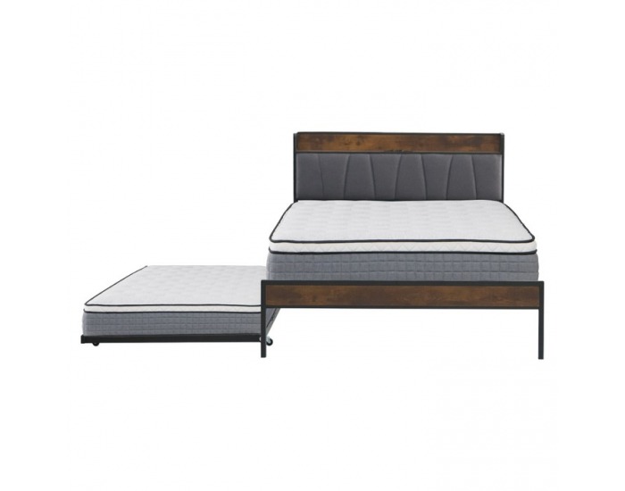 Manželská posteľ s roštom a prístelkou Nordo 140x200 cm - čierna / sivá
