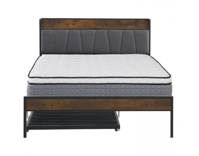 Manželská posteľ s roštom a prístelkou Nordo 160x200 cm - čierna / sivá