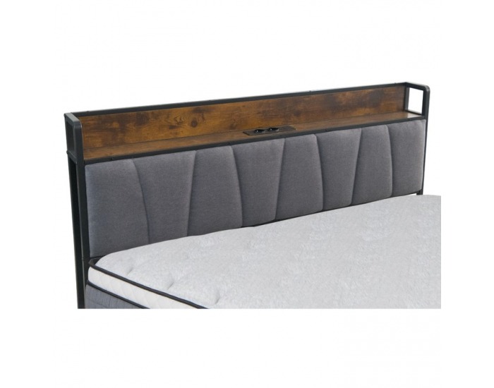 Manželská posteľ s roštom a prístelkou Nordo 160x200 cm - čierna / sivá