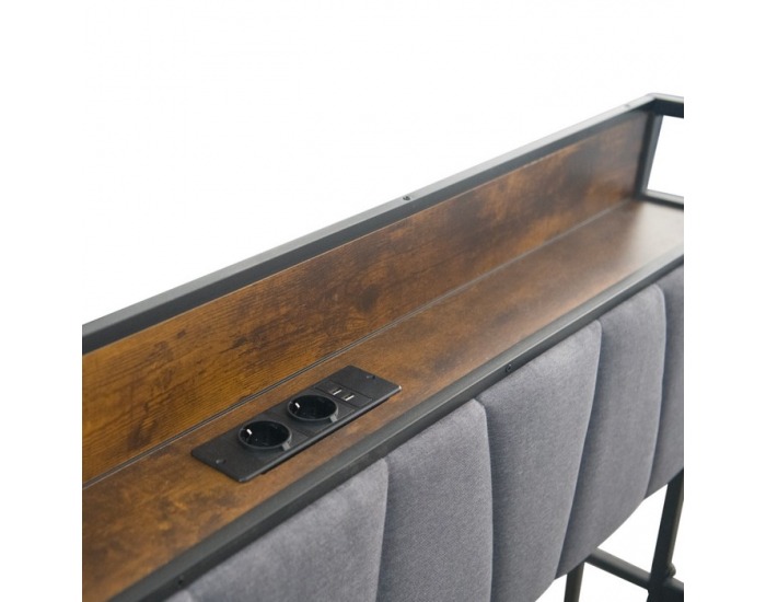 Manželská posteľ s roštom a prístelkou Nordo 160x200 cm - čierna / sivá