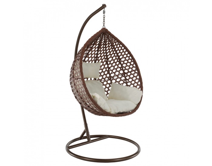 Závesné hojdacie kreslo Norel - medená / hnedá / krémová