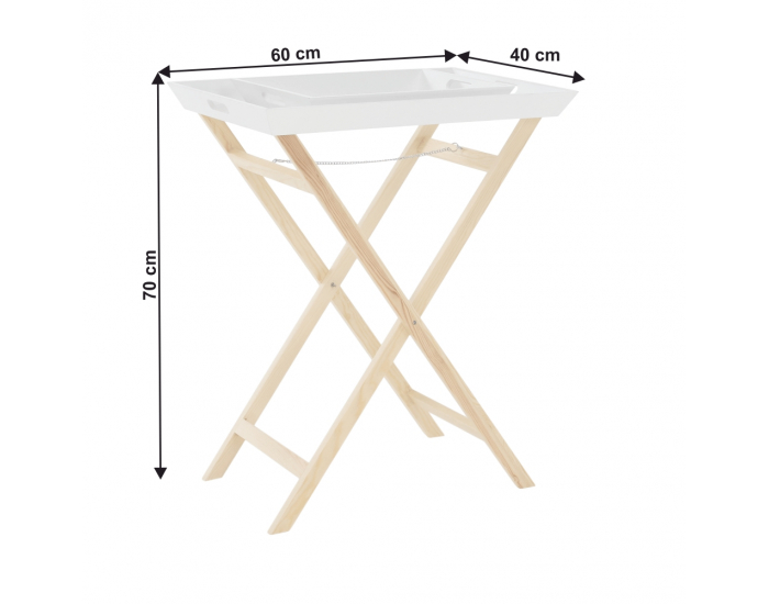 Servírovací stolík Norge - biela / prírodná