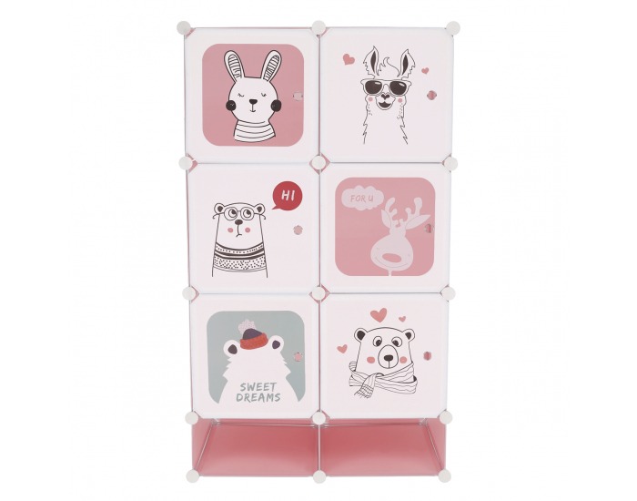 Detská modulárna skriňa Norme - ružová / detský vzor