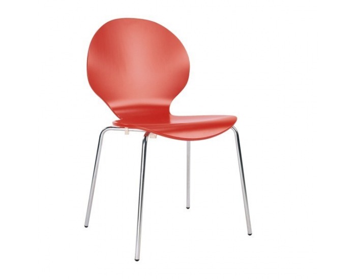 Jedálenská stolička Cafe VI - červená (U321) / chróm
