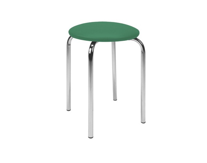 Stolička bez operadla Chico - chróm / zelená ekokoža (V47)
