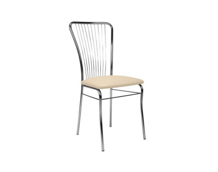 Jedálenská stolička Neron - chróm / krémová ekokoža (V18N)